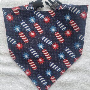 Clip on Dog Bandana With Buckle Pet Cat Bandanna Scarf Fireworks Firecrackers